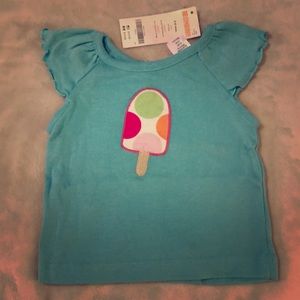 New! Gymboree blue top with polka dotted popcycle